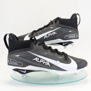 Nike Alpha Football Cleats Mens 11.5 Black White Molded Spikes Sport Shoes